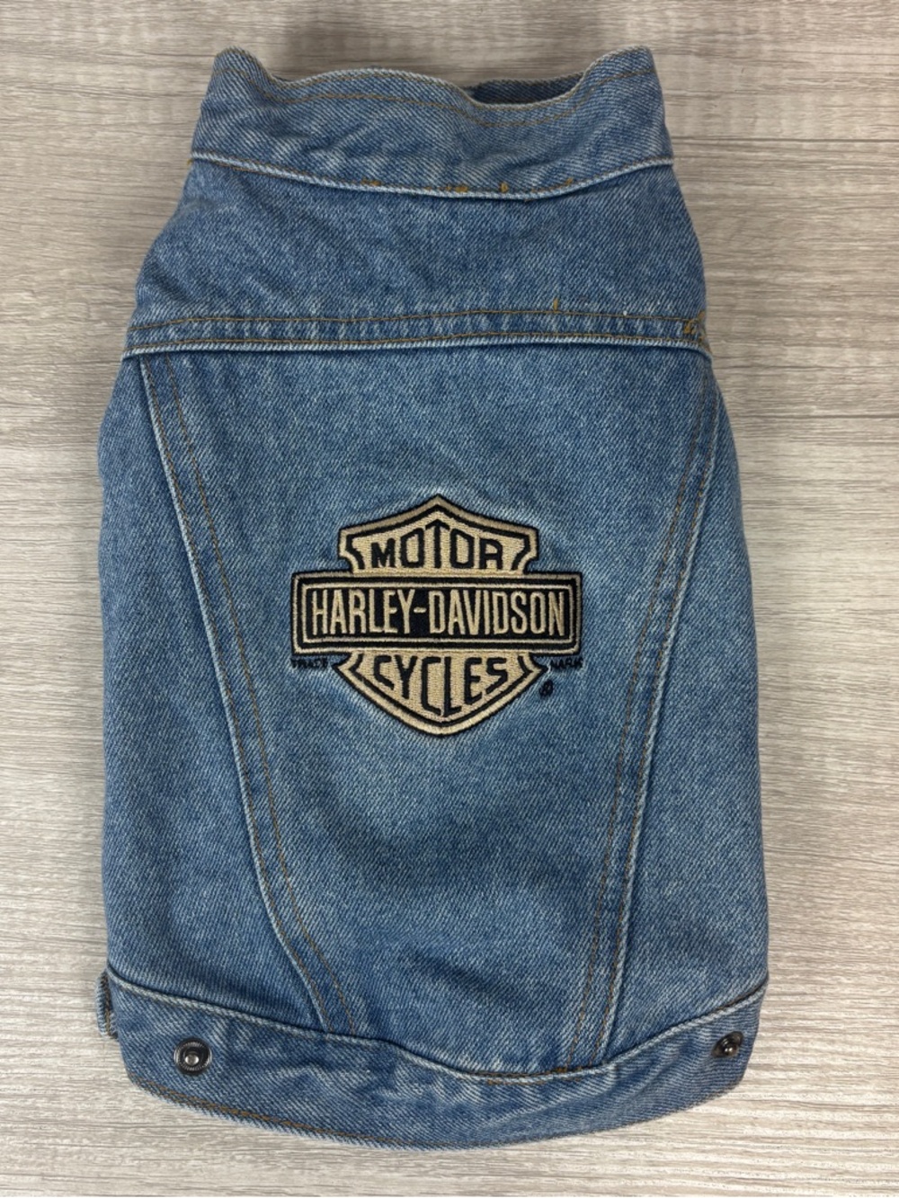 Denim Vintage Harley Davidson Denim Dog Vest Size Small Bar Shield Motorcycles